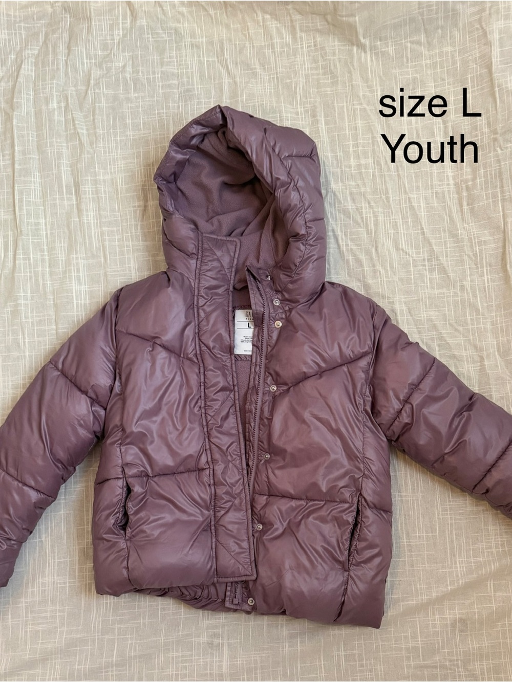 GAP Youth Hooded Puffer Jacket - Plum